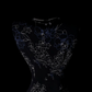 Black Evening Gown With Blue‑White Line Floral Print, Sleeveless Round Neck, Fitted Waist, Midi Mermaid Ruffled Hem, Vintage Formal Prom Party Dress gh8894