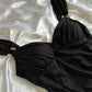Robe de soirée longue en mousseline de soie noire brillante et élégante gh4232