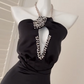 Black Fashion Sexy Deep V Heavy Diamond Short Satin Homecoming Dress Birthday Party Dress Cocktail Party Dress Evening Dress gh3962