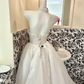 Ivory Vintage Elegant Strapless Embroidered Cinched Waist Full Flared Skirt Long Romantic Dress, Wedding Gown gh7789