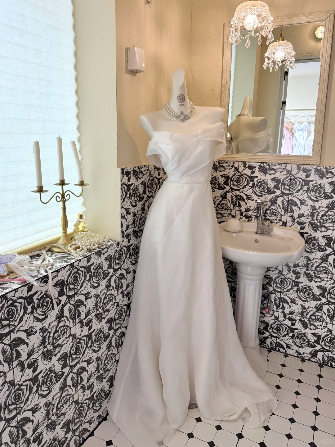 White Strapless Minimalist Elegant Waist-Cinched A-Line Skirt Romantic Dress, Wedding Gown gh7762