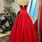 Rotes und schwarzes Bandeau-Ballkleid im Color-Blocking-Stil: 3D-Schleife, tailliertes ausgestelltes Kleid, robustes Maxikleid im Retro-Stil für Bankette (gh6581)