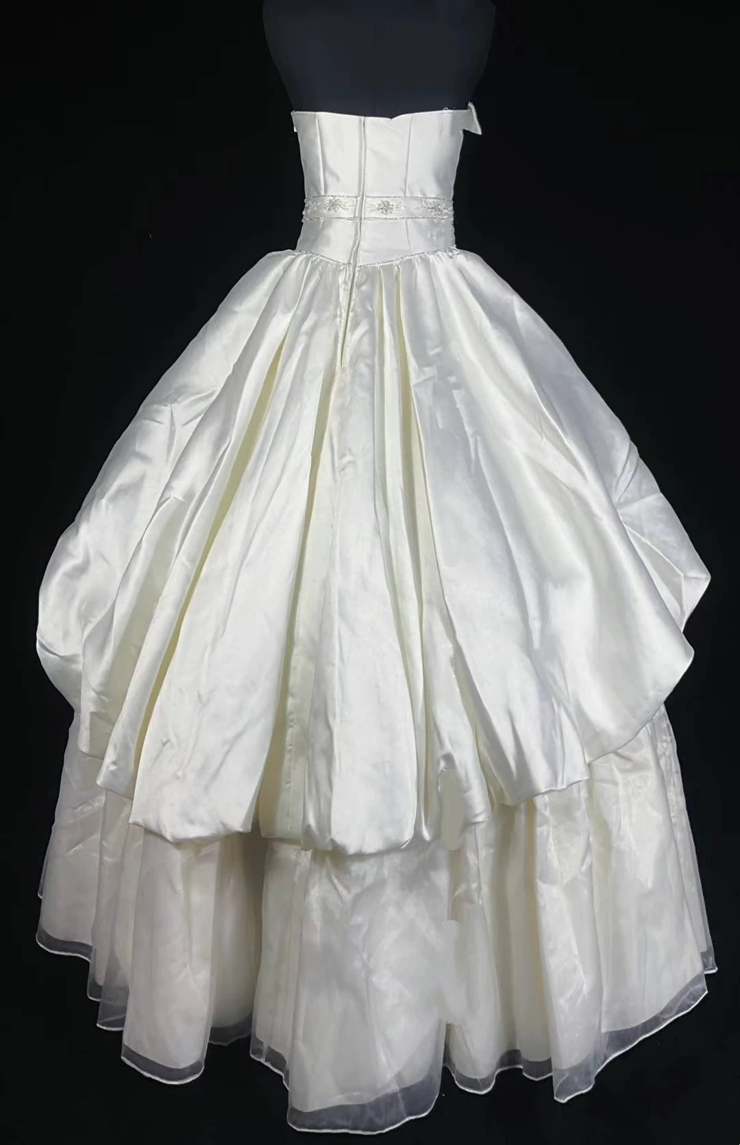 White Strapless Waist-Cinched Voluminous Skirt Gown | For Birthday & Graduation Parties gh7163