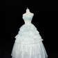 Light Blue Strapless Cinched Waist Voluminous Skirt Long Romantic Dress, Wedding Gown gh7947
