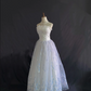 White Strapless Long Romantic Gown With Light Blue Lace Skirt, Wedding Dress & Bridal Gown gh8207