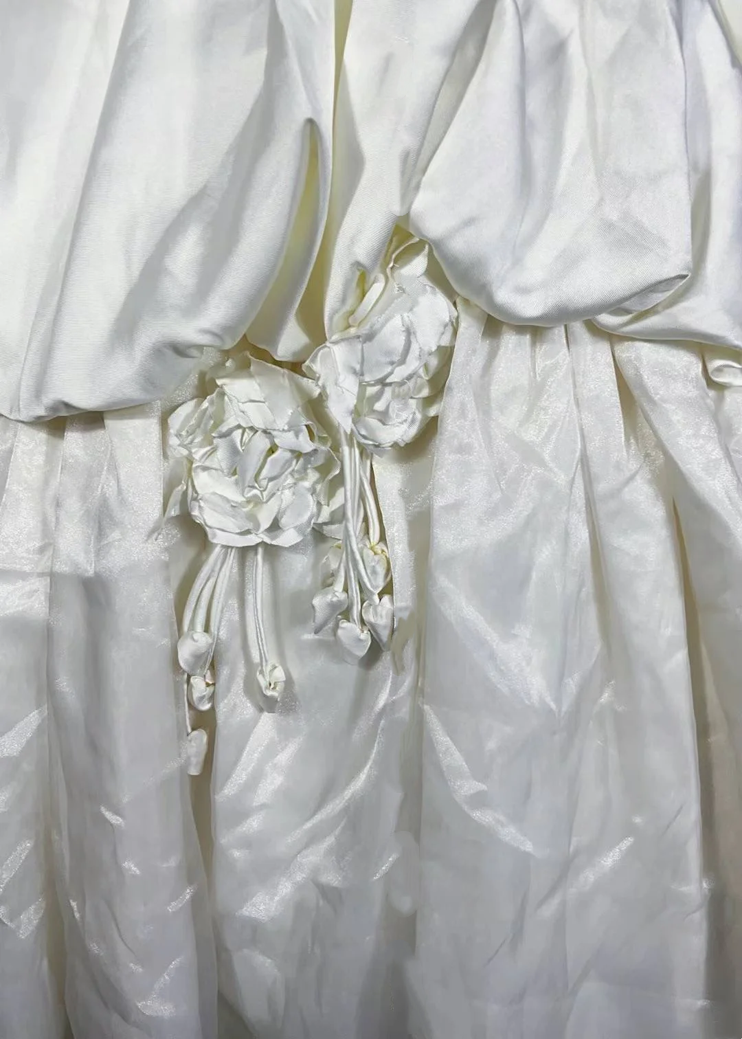 White Strapless Waist-Cinched Voluminous Skirt Gown | For Birthday & Graduation Parties gh7163