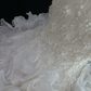 Off White Strapless Beaded Cinched Waist Voluminous Tiered Skirt Luxury Romantic Dress, Wedding Gown gh8033
