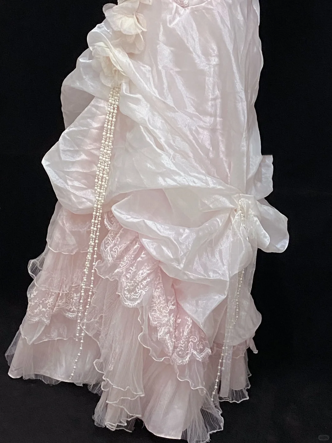 Blush Pink Spaghetti Strap Vintage Long Elegant Romantic Gown, Embroidery Detail, Cinched Waist, Wedding Dress & Bridal Gown gh8167