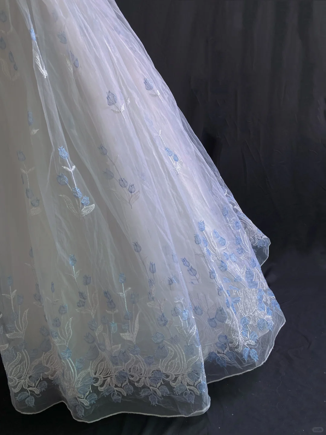 White Strapless Long Romantic Gown With Light Blue Lace Skirt, Wedding Dress & Bridal Gown gh8207