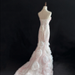 Blush Pink Strapless, Cinched Waist, Slim Fit, Rhinestone Rose Details, Charming Long Romantic Dress, Wedding Gown gh8083