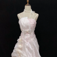 Blush Pink Spaghetti Strap Vintage Long Elegant Romantic Gown, Embroidery Detail, Cinched Waist, Wedding Dress & Bridal Gown gh8167
