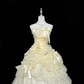 Pale Yellow Strapless Cinched Waist Voluminous Princess Skirt Long Romantic Dress, Wedding Gown gh7861