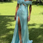 girlhomeshops-Blue Elegant Long Chiffon Bridesmaid Dress Wedding Guest Party Dress gh5948