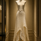✨Girlhomeshops-Irregular Lace Hem Ivory Qipao Cheongsam Wedding Dress gh10478