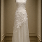 ✨Girlhomeshops-Ivory Sleeveless Qipao Mermaid Wedding Dress with 3D Floral Tulle Skirt gh10530