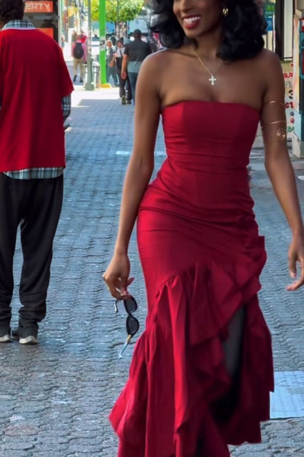 girlhomeshops-Blue/Wine Red/Yellow/Purple Long Chiffon Ruffle Prom Dress Graduation Dress gh5929