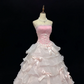 Blush Pink Strapless, Cinched Waist, Voluminous Tiered Skirt Long Romantic Dress, Wedding Gown gh8084