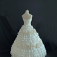 Off-white Strapless Long Romantic Gown, Fitted Waist, Fluffy Tiered Cake Skirt With Lace Trim, Wedding Dress & Bridal Gown gh8208