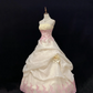 Off-white Strapless Romantic Gown, Cinched Waist, Voluminous Skirt Decorated with Light Pink Lace Trim, Wedding Dress & Bridal Gown gh8168