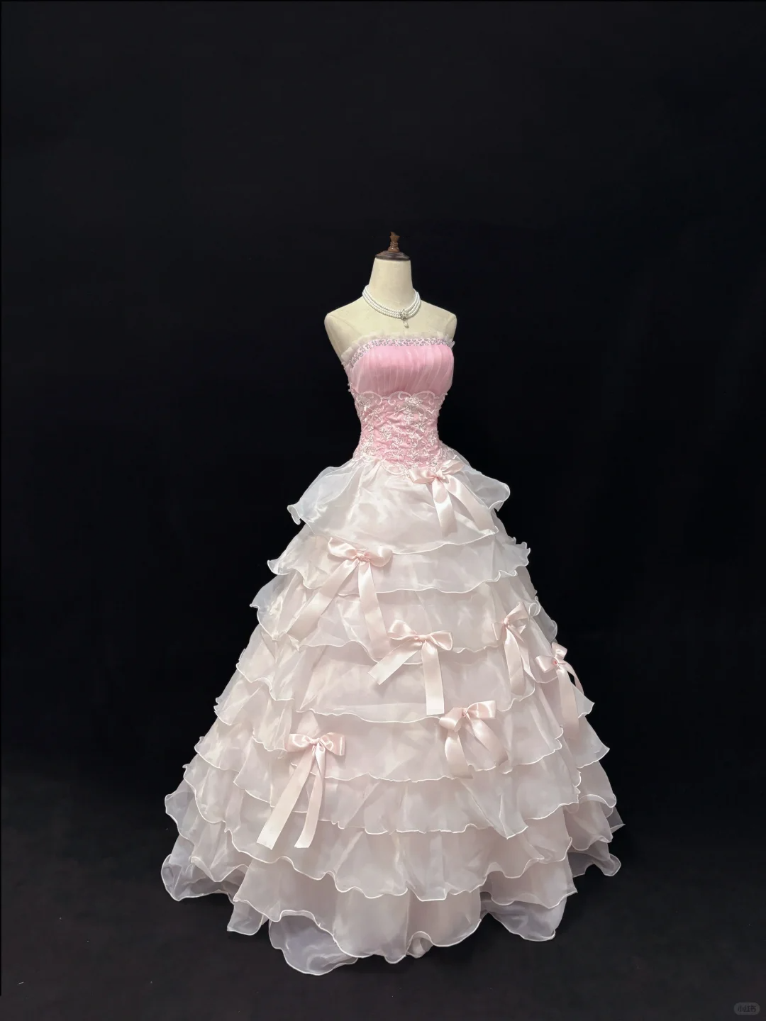 Blush Pink Strapless, Cinched Waist, Voluminous Tiered Skirt Long Romantic Dress, Wedding Gown gh8084