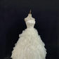 Off-white strapless romantic temperament gown with cinched waist and fluffy cute wavy skirt, wedding dress & bridal gown gh8123