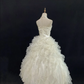 Off-white strapless romantic temperament gown with cinched waist and fluffy cute wavy skirt, wedding dress & bridal gown gh8123