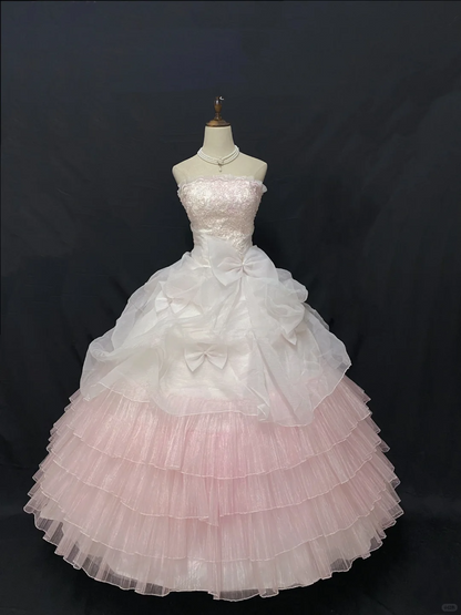 Blush pink strapless romantic gown with embroidery details, fitted waist and voluminous princess skirt, wedding dress & bridal gown gh8253