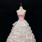 Blush Pink Strapless, Cinched Waist, Voluminous Tiered Skirt Long Romantic Dress, Wedding Gown gh8084