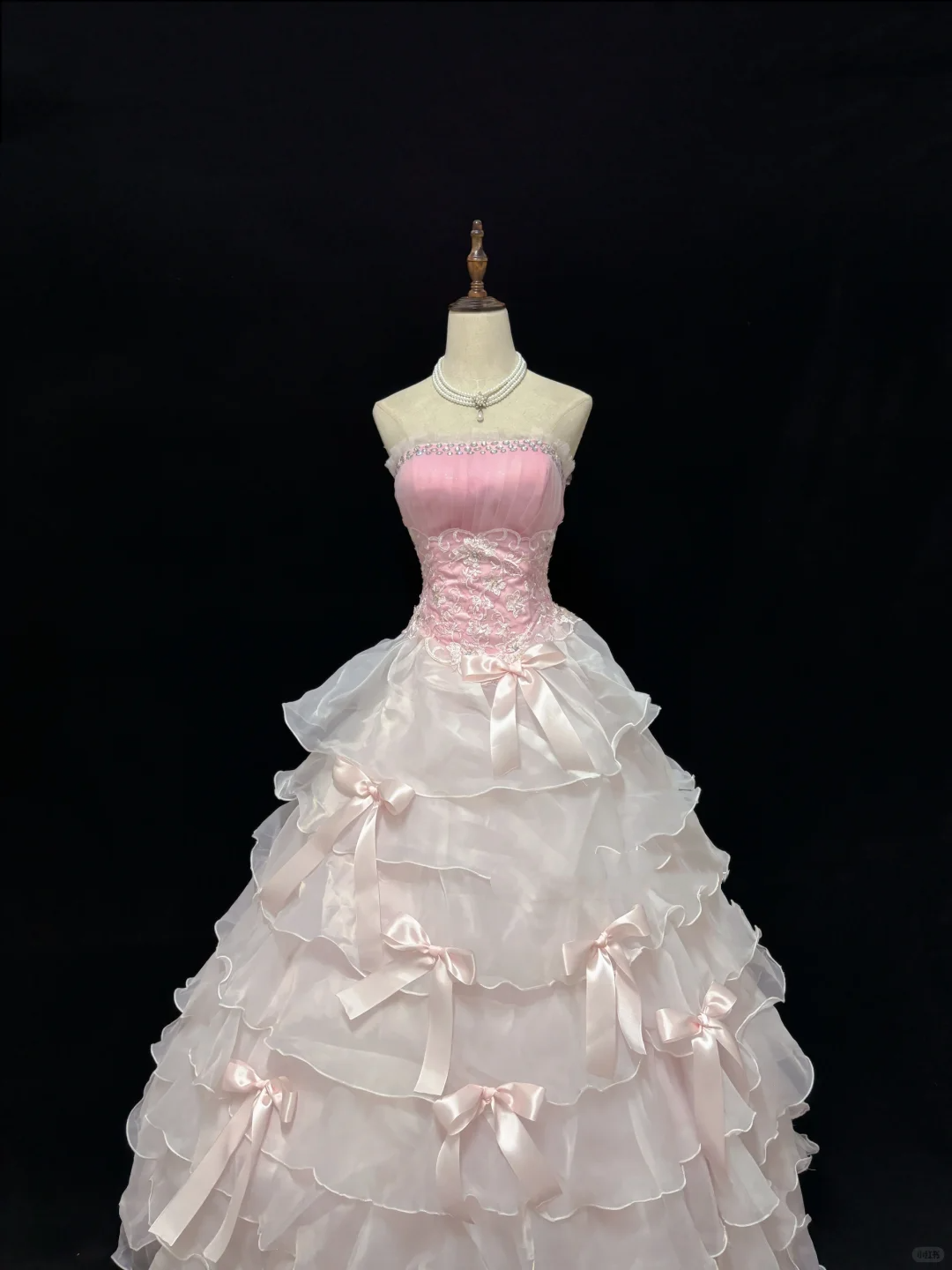 Blush Pink Strapless, Cinched Waist, Voluminous Tiered Skirt Long Romantic Dress, Wedding Gown gh8084