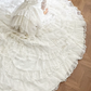 Ivory Vintage High‑Neck Lace‑Sleeve Tiered‑Ruffle Cake‑Skirt Long Train Ballgown Wedding Dress gh8786