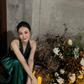 Dark Green Satin Halter Long Evening Gown Open Back Metal Ring Prom Dress gh9852