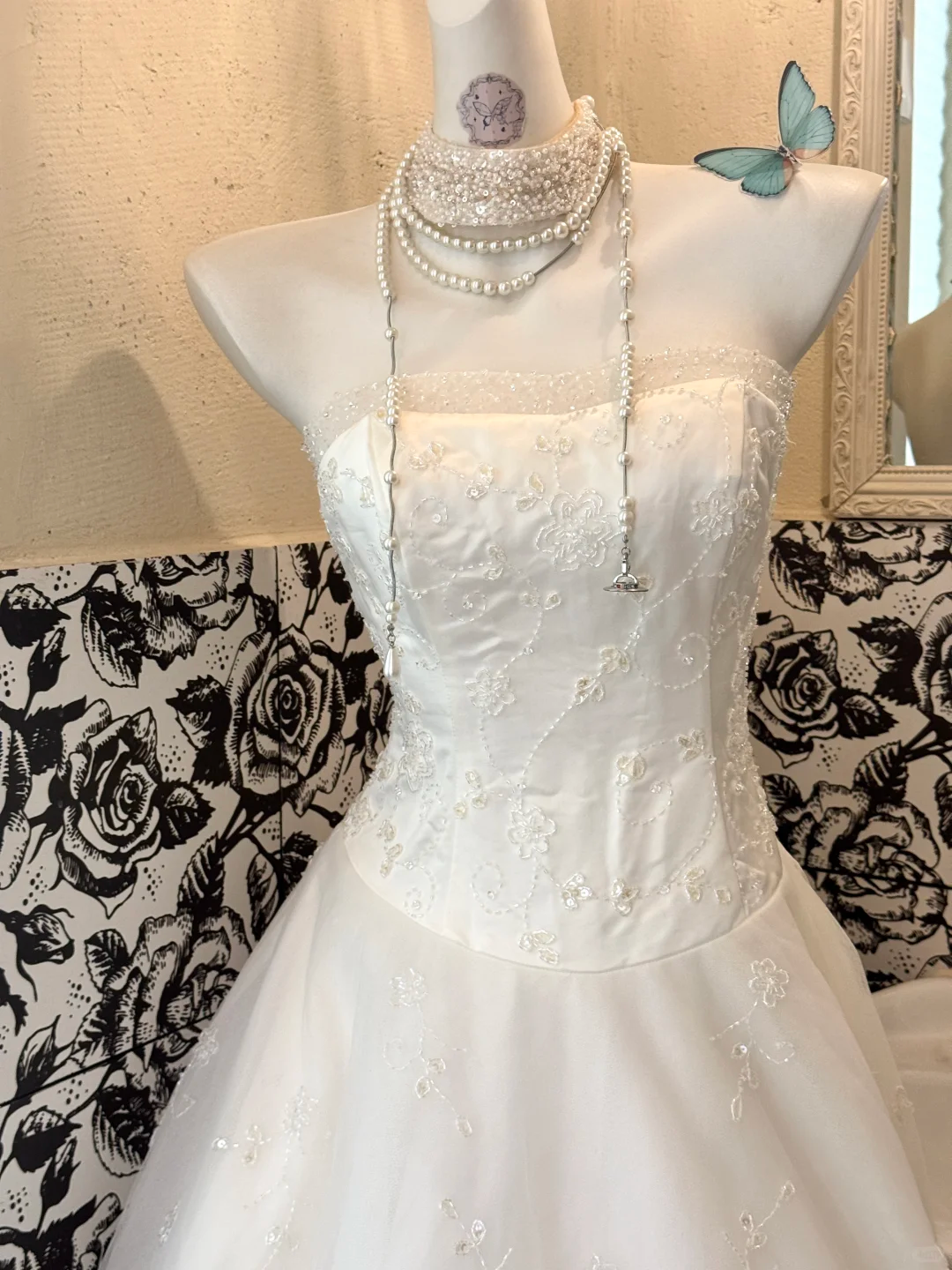 White Strapless Waist-Cinched A-Line Long Luxury Romantic Dress, Wedding Gown gh7500