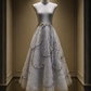 ✨Girlhomeshops-New Chinese Style Grey Qipao Prom Dress, Sleeveless, Sequined Beaded Tiered Tulle Midi Gown gh10460