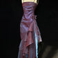 Blue shiny stylish elegant spaghetti straps long satin ball gown evening dress party dress gh3489