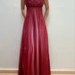 Robe de soirée longue en tulle, élégante et raffinée, avec broderies et perles, bretelles spaghetti, rouge, gh3409