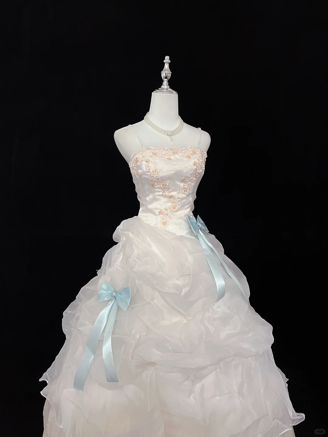 Light Apricot Spaghetti Strap Cinched Waist Voluminous Princess Skirt Long Romantic Dress, Wedding Gown gh7949