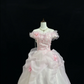Blush Pink Ombre Strapless Floral Cinched Waist White Voluminous Skirt Romantic Dress, Wedding Gown gh7863