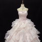 Blush Pink Strapless, Cinched Waist, Embroidered Vintage Voluminous Tiered Skirt Elegant Romantic Dress, Wedding Gown gh8085