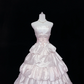 Blush Pink Satin Strapless Cinched Waist Voluminous Tiered Skirt Elegant Luxury Romantic Dress, Wedding Gown gh8035