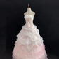 Blush Pink Strapless Romantic Gown for Gentle Girls, Cinched Waist, Voluminous Princess Skirt, Wedding Dress & Bridal Gown gh8169