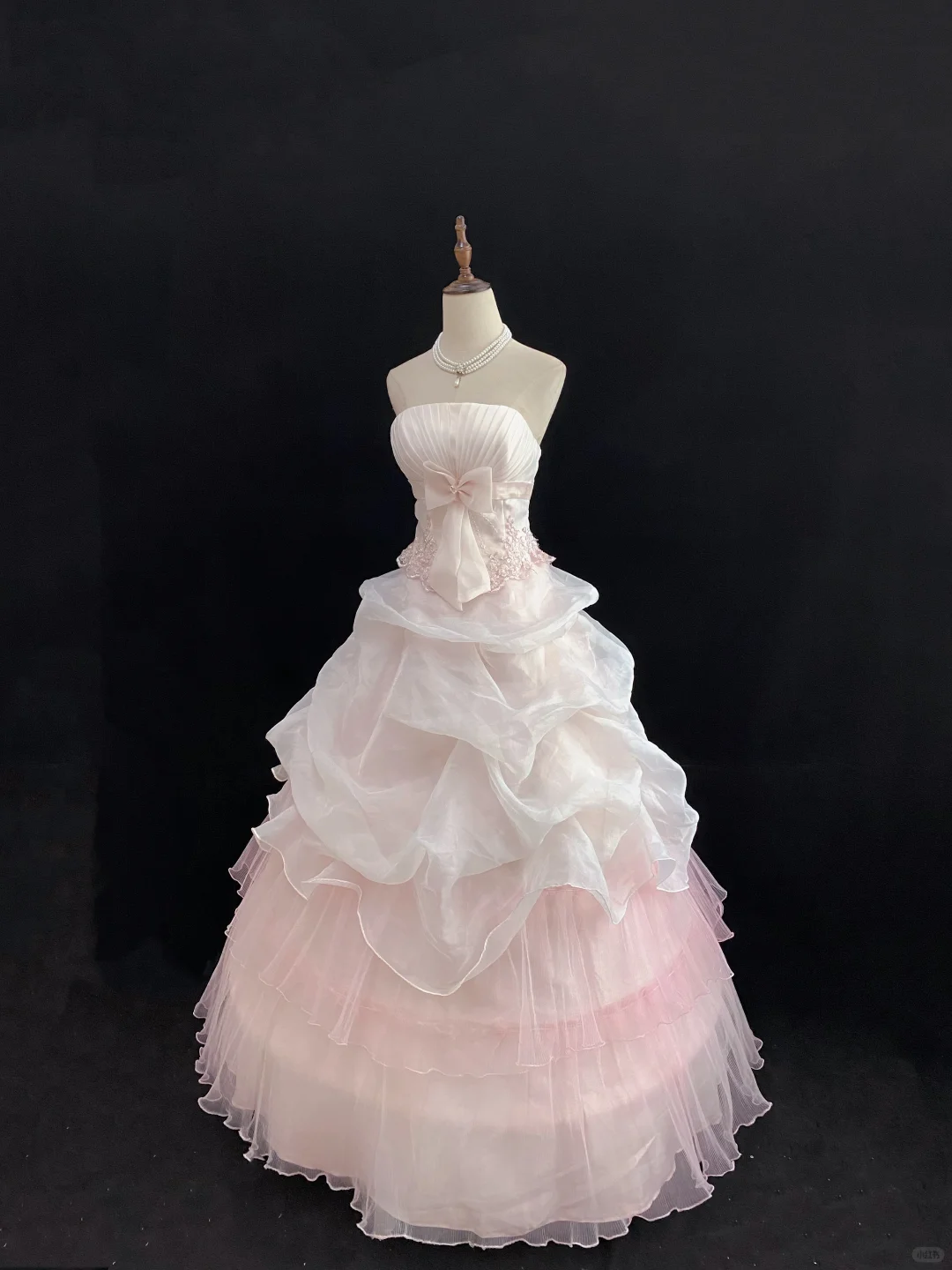 Blush Pink Strapless Romantic Gown for Gentle Girls, Cinched Waist, Voluminous Princess Skirt, Wedding Dress & Bridal Gown gh8169