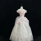 Blush Pink Ombre Strapless Floral Cinched Waist White Voluminous Skirt Romantic Dress, Wedding Gown gh7863