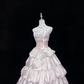 Blush Pink Satin Strapless Cinched Waist Voluminous Tiered Skirt Elegant Luxury Romantic Dress, Wedding Gown gh8035
