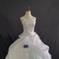White Spaghetti Strap Romantic Gown With Classical Elegance, Cinched Waist & Voluminous Princess Skirt, Wedding Dress & Bridal Gown gh8209