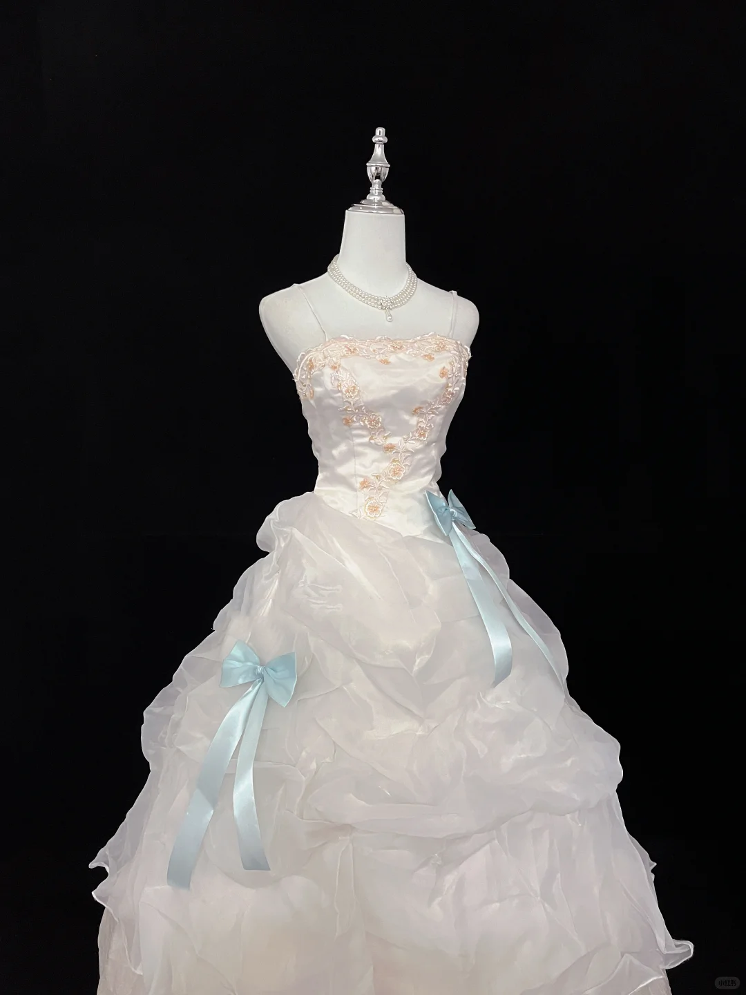 Light Apricot Spaghetti Strap Cinched Waist Voluminous Princess Skirt Long Romantic Dress, Wedding Gown gh7949