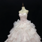 Blush Pink Strapless, Cinched Waist, Embroidered Vintage Voluminous Tiered Skirt Elegant Romantic Dress, Wedding Gown gh8085
