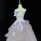 Lavender Strapless Cinched Waist Voluminous Princess Skirt Long Romantic Dress, Wedding Gown gh7989