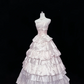 Blush Pink Satin Strapless Cinched Waist Voluminous Tiered Skirt Elegant Luxury Romantic Dress, Wedding Gown gh8035