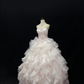 Blush Pink Strapless, Cinched Waist, Embroidered Vintage Voluminous Tiered Skirt Elegant Romantic Dress, Wedding Gown gh8085