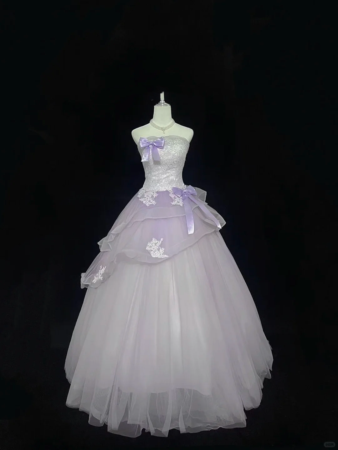 Lavender Strapless Cinched Waist Voluminous Princess Skirt Long Romantic Dress, Wedding Gown gh7989